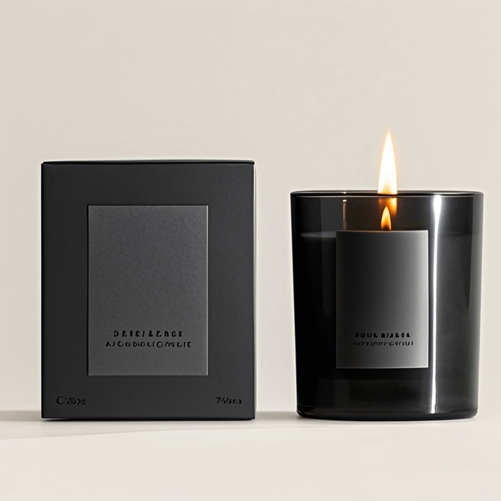 Black Glass Candle Jar with Lid and Box
