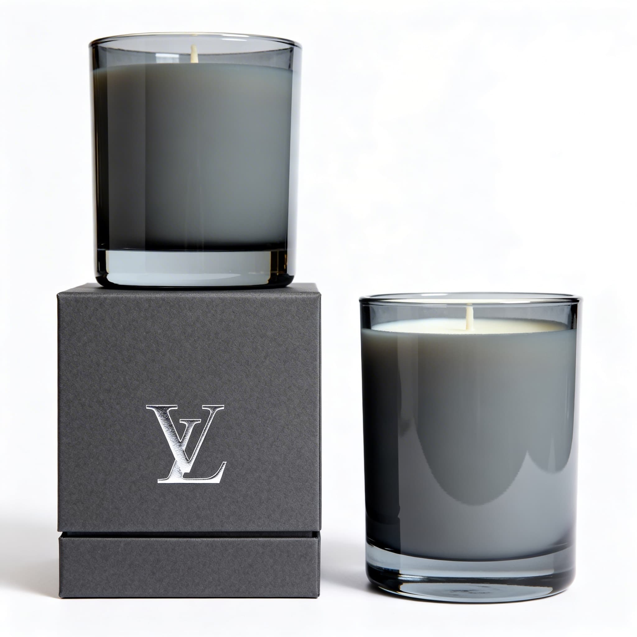 Transparent Gray Candle Jar with Lid